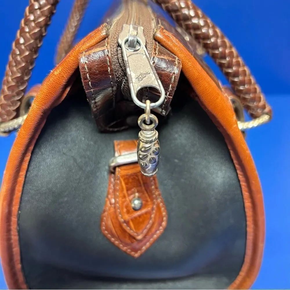 Vintage Brighton April Heart Leather Handbag Brown Black‎ Top Handle Purse